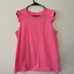 Lily Pulitzer Pink Ruffle Sleeve Top Tank Shirt Cute Back Good Condition, Medium